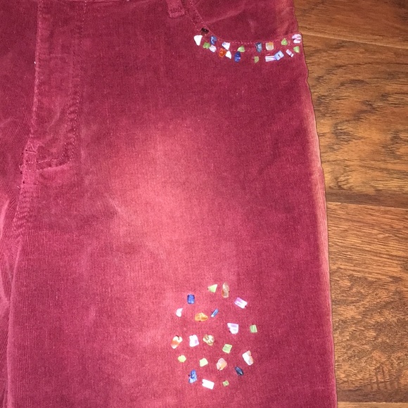 Boutique Burgundy Corduroy Flare Jeans - Picture 2 of 11
